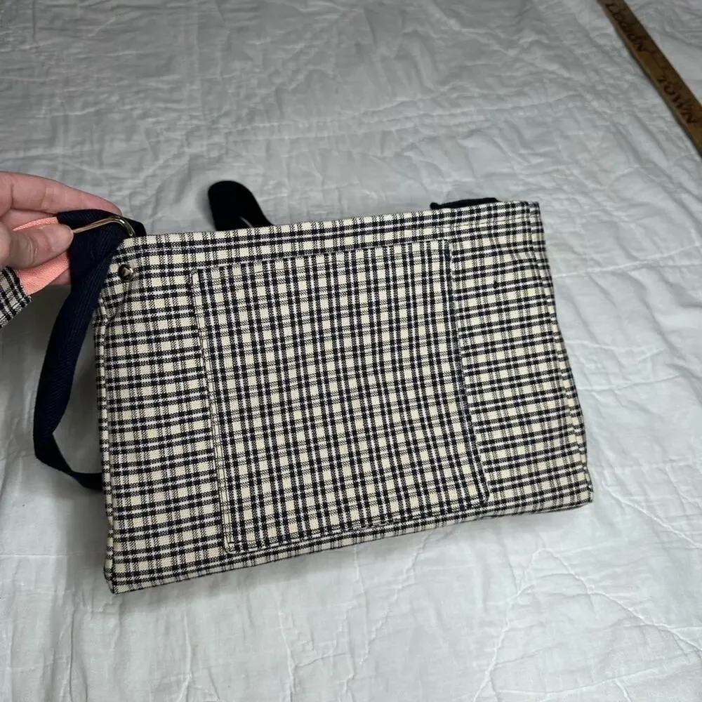 Black and tan purse plaid handmade bag crossbody cotton